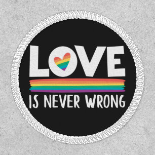 LGBTQ love is never wrong rainbow flag & heart Patch