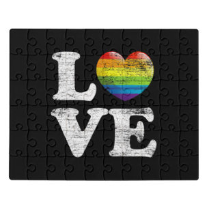 Lgbtq Love Rainbow Flag Pride Month Valentines Day Jigsaw Puzzle