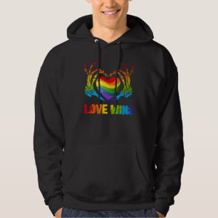 LGBTQ Love Wins Gay Pride LGBT Ally Skeleton Rainb Hoodie