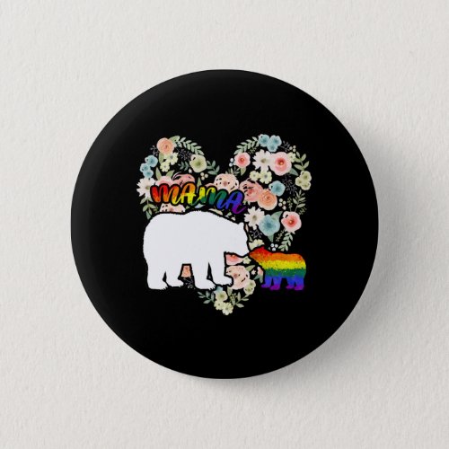 LGBTQ Mama Bear Progress Pride Flag Gay Button