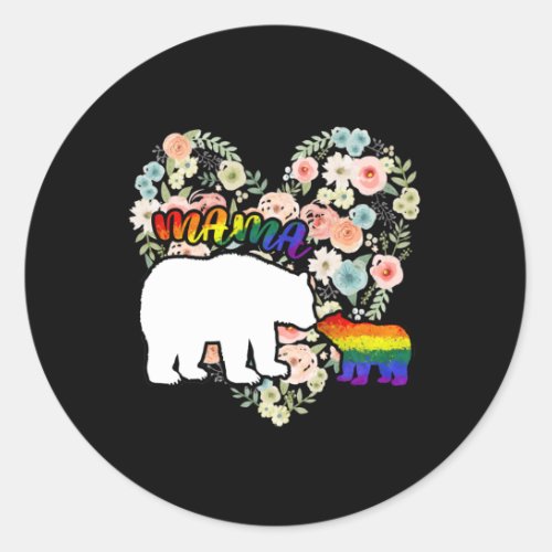 LGBTQ Mama Bear Progress Pride Flag Gay Classic Round Sticker