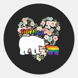 LGBTQ Mama Bear Progress Pride Flag Gay Classic Round Sticker