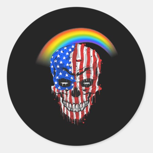 LGBTQ Memorial Day American Flag Rainbow  Classic Round Sticker
