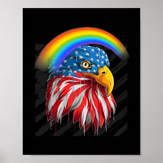 LGBTQ Memorial Day American Flag Rainbow  Poster (Front)