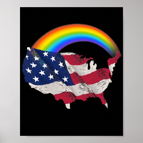 LGBTQ Memorial Day American Flag Rainbow  Poster