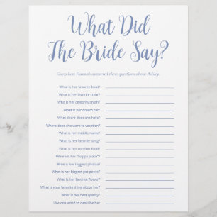 LGBTQ Modern Dusty Blue 2 Sided Bridal Shower Game Flyer