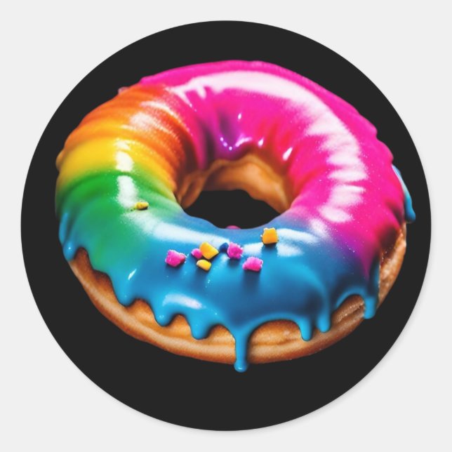 Lgbtq+ neon pride doughnut classic round sticker (Front)