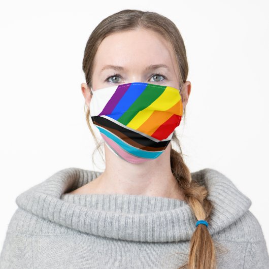 LGBTQ New Pride Flag Adult Cloth Face Mask (Worn)