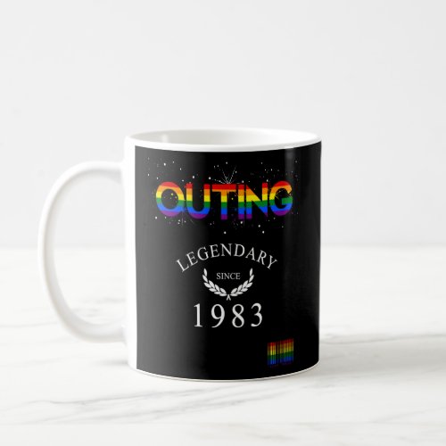 LGBTQ Outing since 1983 Vintage Rainbow Pride Cour Coffee Mug