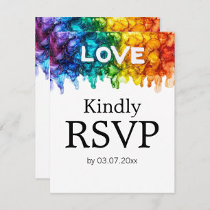 🌈 🐦 LGBTQ Painted With Love wedding  RSVP Card