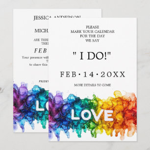 🌈 🐦 LGBTQ Painted With Love wedding  Save The Date