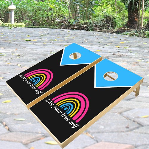 LGBTQ Pansexual Flag Rainbow Live your true self Cornhole Set