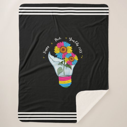LGBTQ Pansexual Flag Sunflowers in a Light Bulb Sherpa Blanket