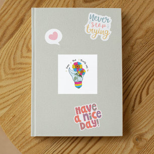 LGBTQ Pansexual Flag Sunflowers in a Light Bulb Square Sticker