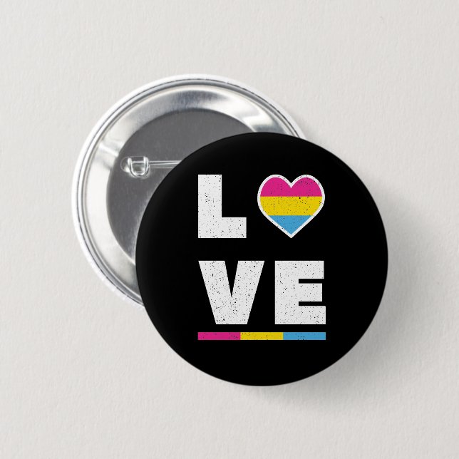 LGBTQ Pansexual Pride Flag Distressed Grunge Love Button (Front & Back)