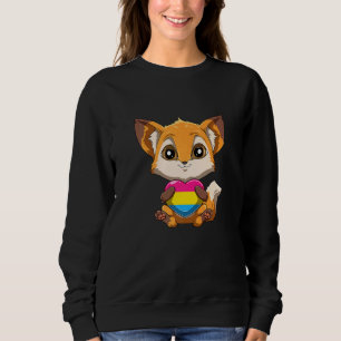LGBTQ Pansexual Pride Fox Pansexual Heart Fox Sweatshirt