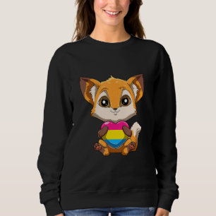 LGBTQ Pansexual Pride Fox  Pansexual Heart Fox Sweatshirt