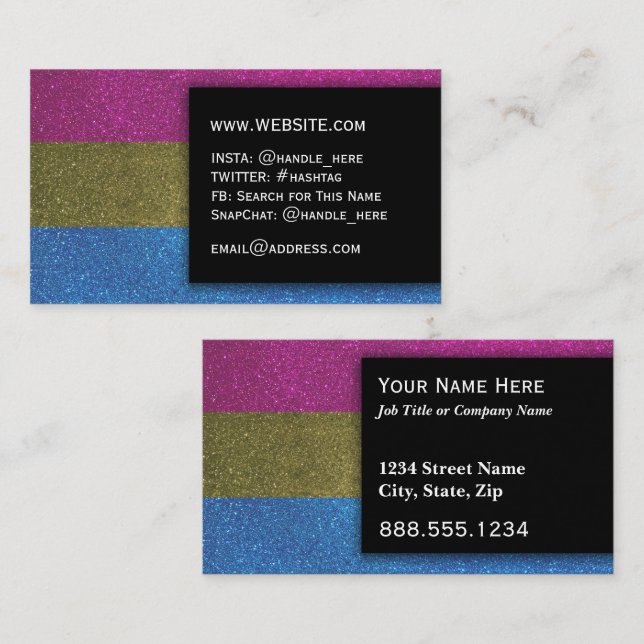LGBTQ Pansexual Pride Glitter MakeUp Artist Bling Business Card (Front/Back)