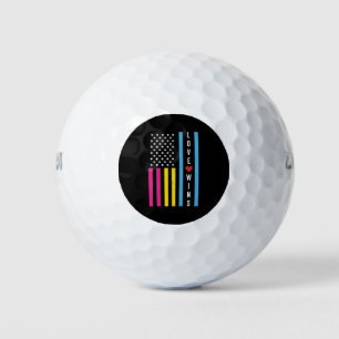 LGBTQ Pansexual Pride Love Wins USA American Flag Golf Balls
