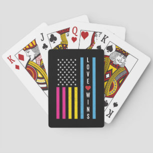 LGBTQ Pansexual Pride Love Wins USA American Flag Poker Cards