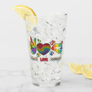 LGBTQ - Peace, Love, Equality - Rainbow Colors Glass
