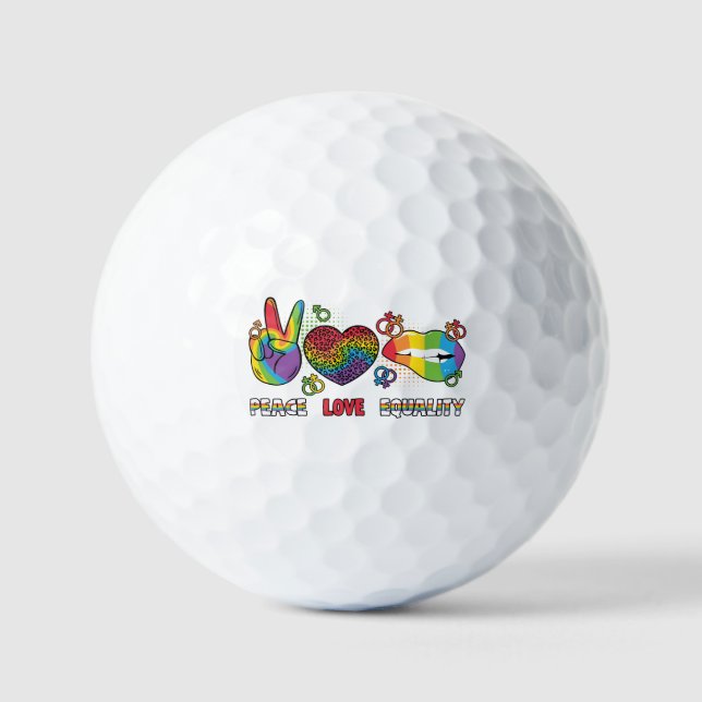 LGBTQ - Peace, Love, Equality - Rainbow Colors Golf Balls (Front)