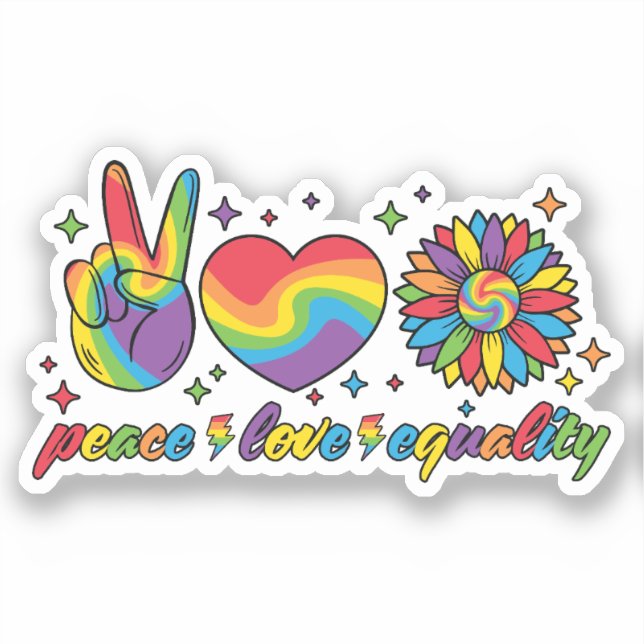 LGBTQ - Peace, Love, Equality Sticker (Front)