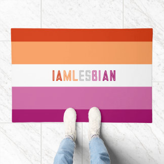 LGBTQ Personalised custom Lesbian flag font Doormat