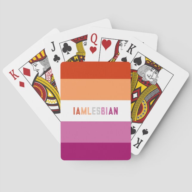 LGBTQ Personalised custom Lesbian flag font Poker Cards (Back)