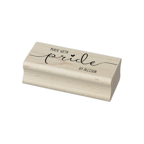 LGBTQ Personalized Script Artisan Made With Pride Rubber Stamp