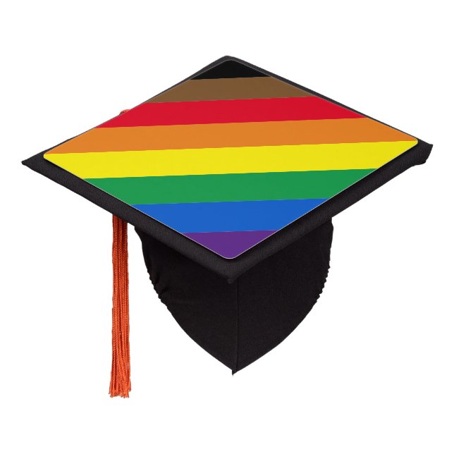 LGBTQ Philly Rainbow gay Pride flag Graduation Cap Topper (Angled)