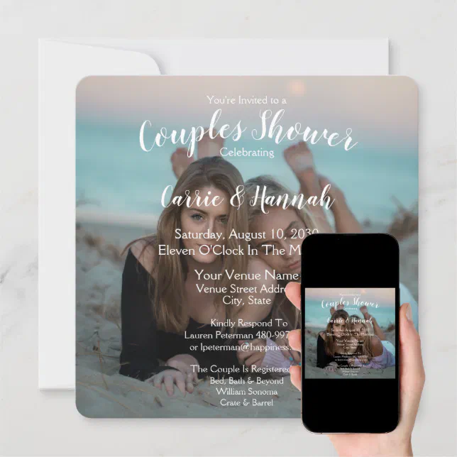 Lgbtq Photo Wedding Couples Bridal Shower Invitation Zazzle