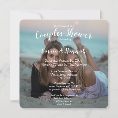 LGBTQ Photo Wedding Couples Bridal Shower Invitation