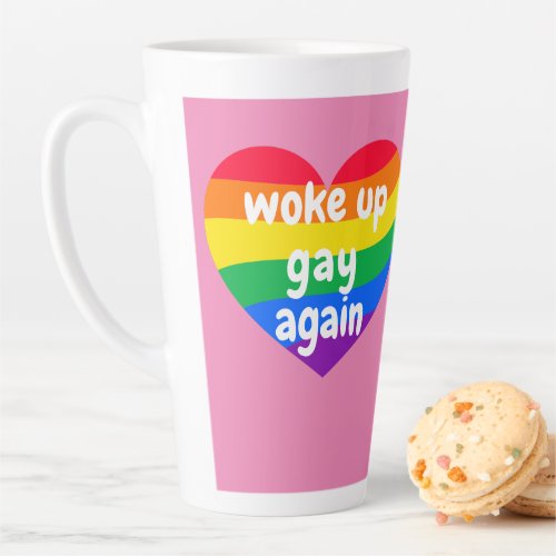 Lgbtq pillow woke up gay again latte mug