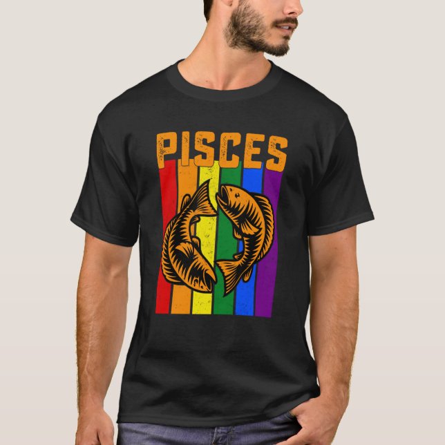 LGBTQ Pisces Zodiac Sign Vintage Astrology T-Shirt (Front)