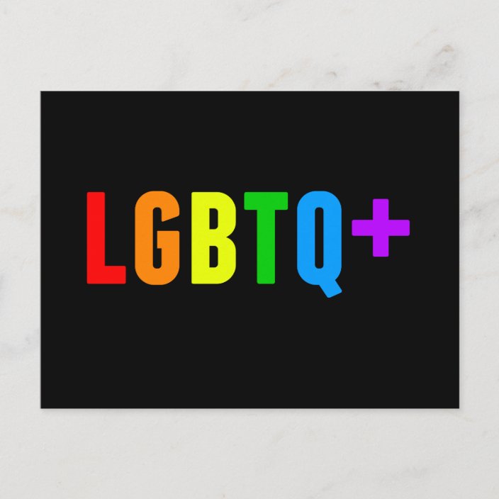 Lgbtq Plus Rainbow Gay Pride Acronym Black Postcard