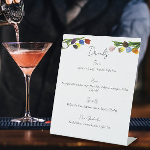 LGBTQ plus Tulips Flowers Drinks Menu Pedestal Sign