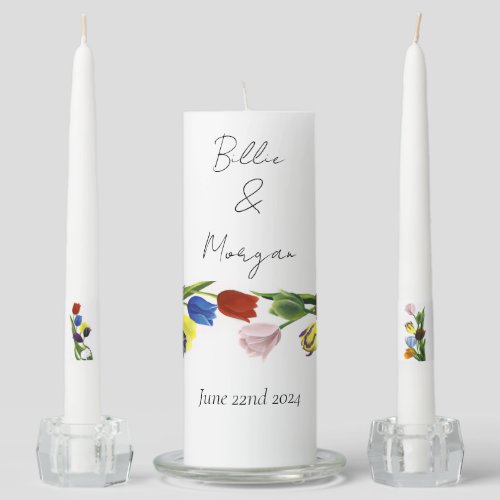 LGBTQ plus Tulips Flowers Unity Candle Set