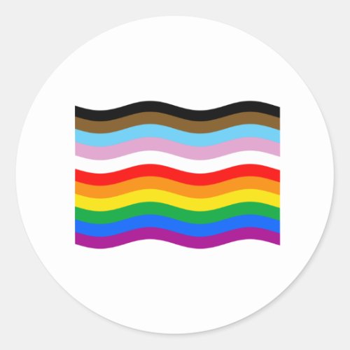 LGBTQ POC Pride Waving Flag Classic Round Sticker