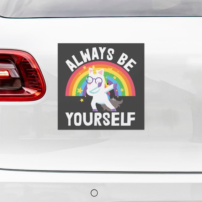 LGBTQ pride Always be yourself rainbow unicorn  Car Magnet (Creator Uploaded)