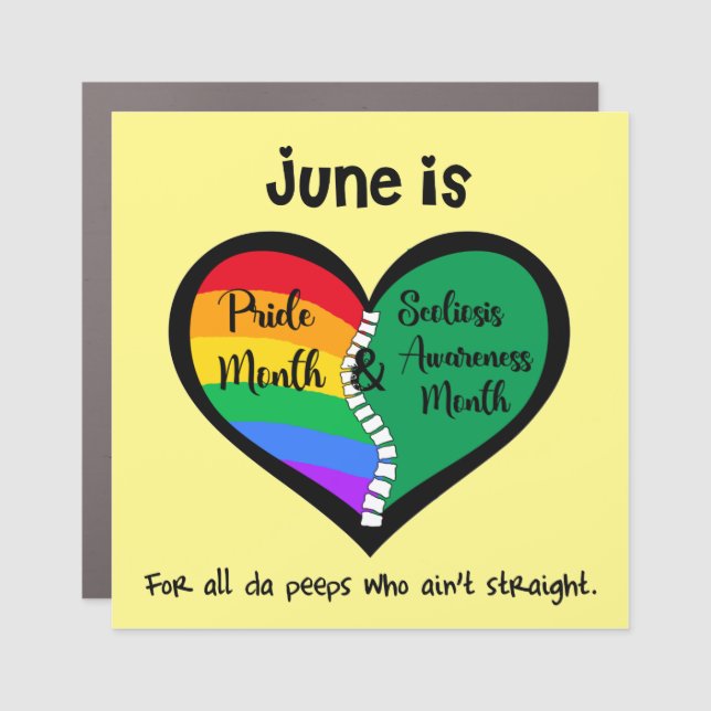 LGBTQ+ Pride and Scoliosis Car Magnet  (Front)