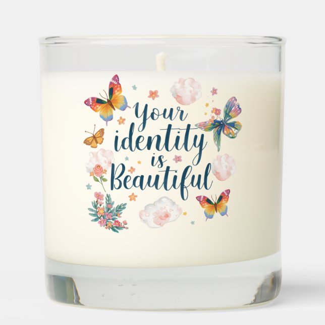 LGBTQ+ Pride Butterfly Quote Scented Candle (Back)