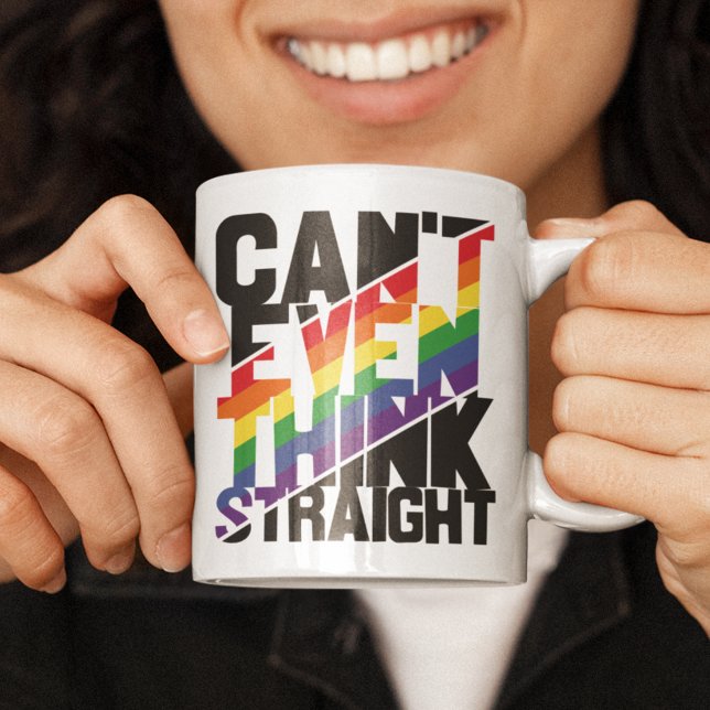 LGBTQ pride can't even think straight rainbow Coffee Mug (Creator Uploaded)