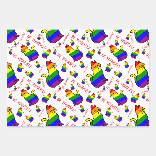 LGBTQ Pride Cat _ Be Yourself Wrapping Paper Sheets