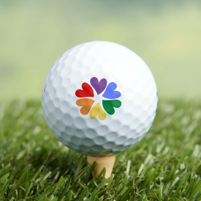 LGBTQ PRIDE Circle of Hearts Golf Balls (Insitu Tee)