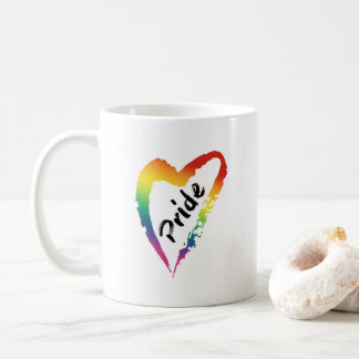 LGBTQ Pride Coffee Mug Rainbow Heart