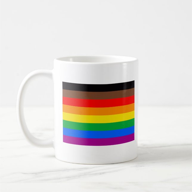 LGBTQ Pride Flag (8 Stripes) Coffee Mug (Left)