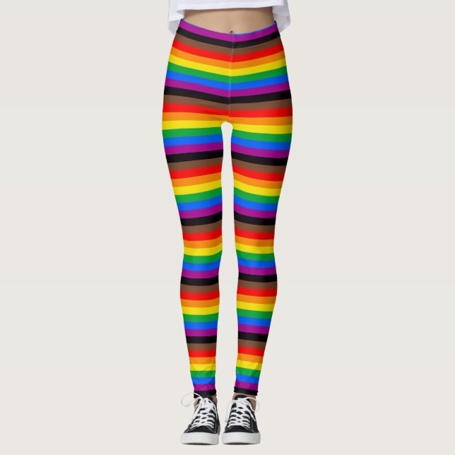 LGBTQ Pride Flag (8 Stripes) Leggings (Front)