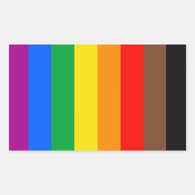 LGBTQ Pride Flag (8 Stripes) Rectangular Sticker (Front)