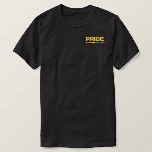LGBTQ+ Pride Flag Embroidered T-Shirt (Design Front)